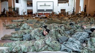 National Guard Troops Sleep on Floor of Capitol Building
