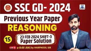 SSC GD New Vacancy 2025 | SSC GD Reasoning | SSC GD previous year paper | 23 FEB 2024 Shift-3