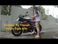 Cleaning my triumph street triple 675r  tiny jen