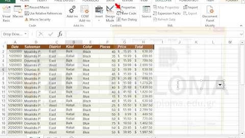 Insert in sheet Sheet1 a combo box form control item. It must be linked with the cell J1 and its...