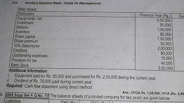 Cash flow statement | Class 12 | Direct method | when income statement given | Old is Gold 2081