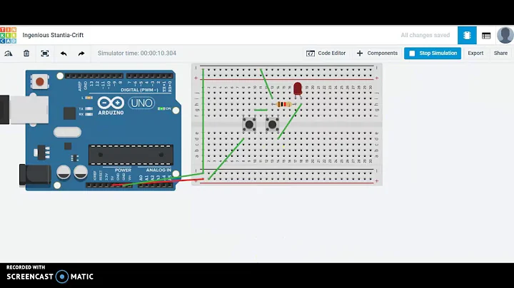 Controlling LED using two push buttons