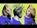 LOOK & LEARN : How to do a layered Asymmetrical bob Quickweave on natural hair | protective cap