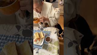 #住職の朝ごはん めかぶ 目玉焼き トースト ミネストローネ #猫 #猫のいる暮らし #那須の長楽寺
