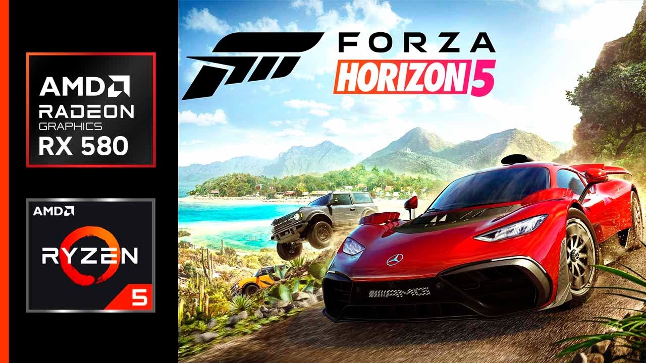 Forza Horizon 5 - Roda Liso na RX 580 ? - Teste com Ryzen 5 5500 + 16 Gb Ram