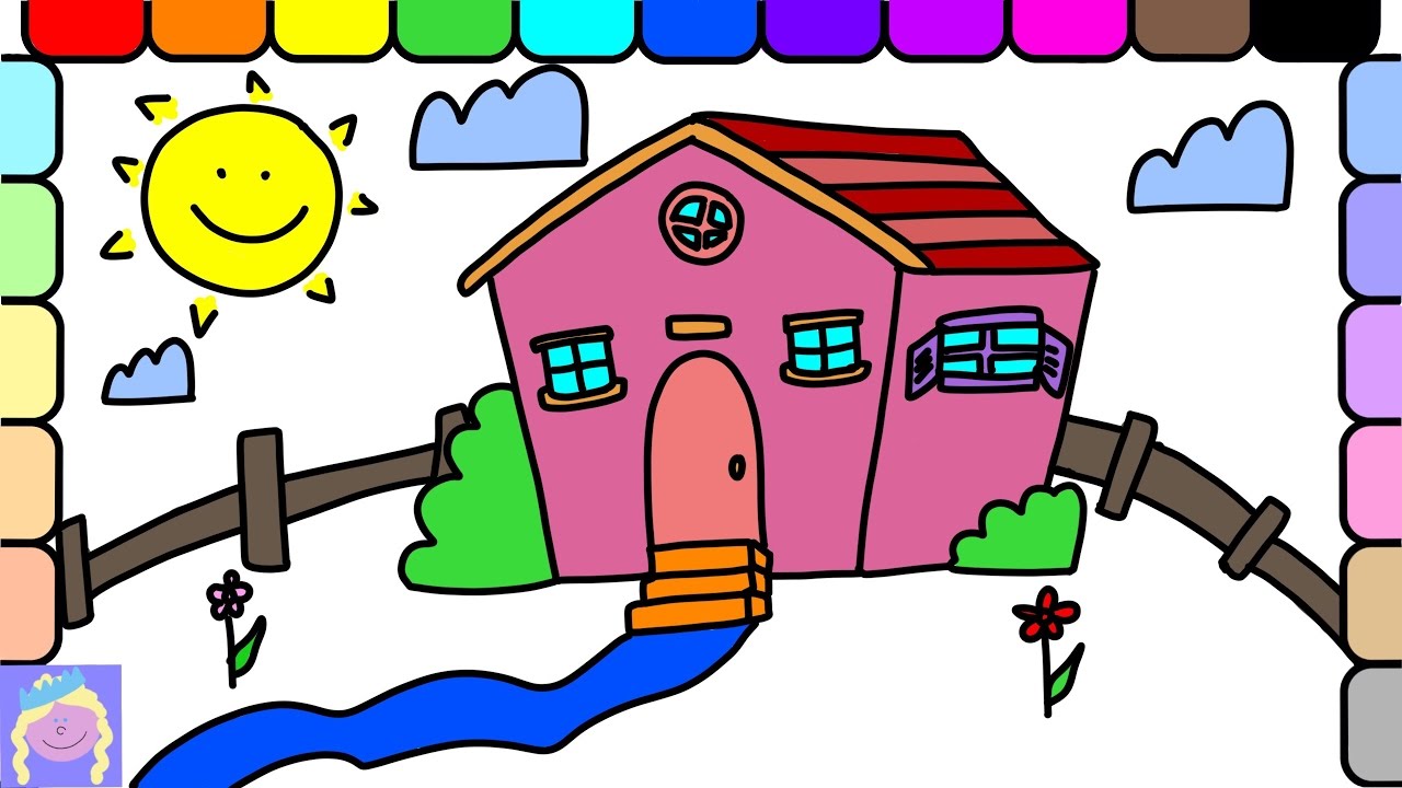 Learn How To Draw And Color A Pink House With This Easy