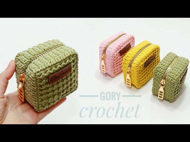 كروشيه محفظه مربعه الشكل من بواقي الخيوط / Crochet wallet class=