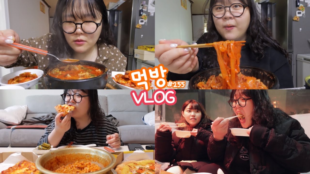 [먹방브이로그] 먹지희 체중 유지 비결..(ᐡ⸝⸝-  ̫ -⸝⸝ᐡ)🩷( 피자스쿨 쯔란윙봉2 국물두루치기 소내장탕 비빔국수 냉면해장 글램핑장 바베큐 짬뽕 탕수육 고등어김치찜 )