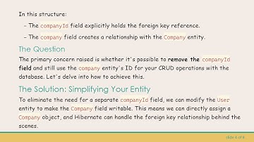 How to Use a Foreign Key Variable in Spring Boot without Directly Referencing the Column