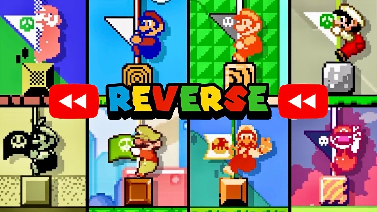 😂⏪REVERSE EVOLUTION of MARIO HITTING THE FLAG! in Super Mario Bros. Remastered