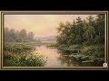 Serene Valley in Pastel Glow Painting | Gold Frame TV Art | Art Screensaver for TV | Wallpaper