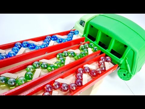 Marble Run Race ASMR☆ HABA Triple Slope   BIG Garbage Truck #43