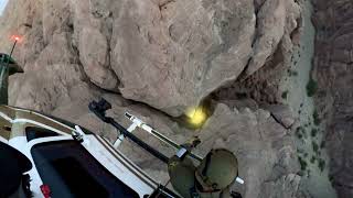 Helicopter hoist rescue, slot canyon, Painted Canyon. RESQ-9, Riverside County, CA