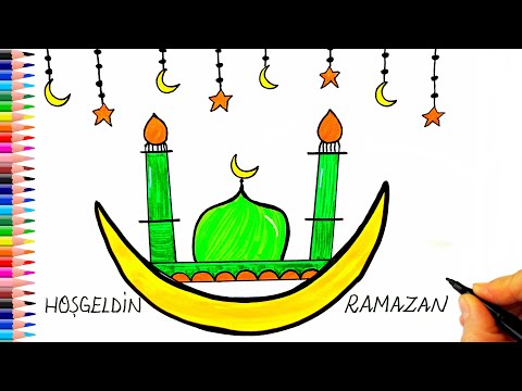 Cami Çizimi 🕌 Ramazan Resmi Çizimi - Cami Resmi Nasıl Çizilir? - Mosque Drawing 