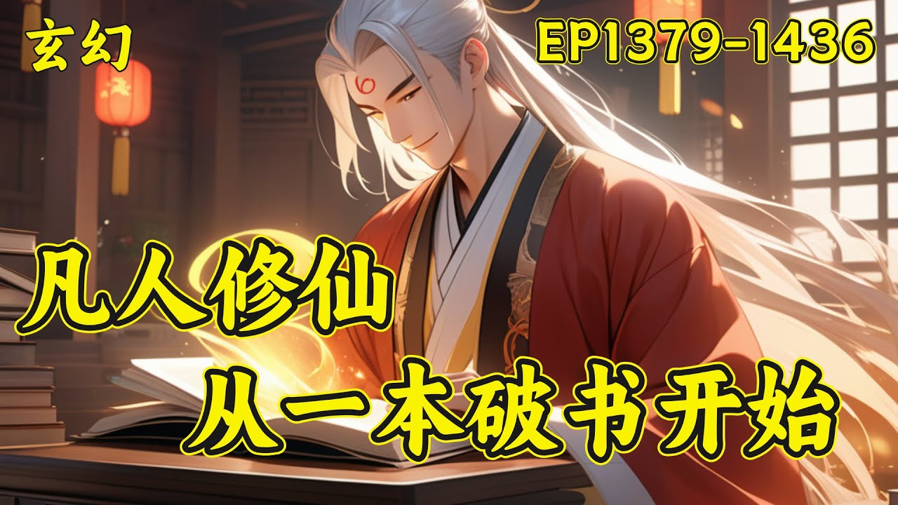 【凡人修仙：从一本破书开始】（EP1379-1436）不穿越，无系统，传统凡人修仙。看主角从卑微弱小一步一步走上仙道巅峰。世人只知道：书中自有颜如玉，书中自有黄金屋，却不曾想书中也有仙...