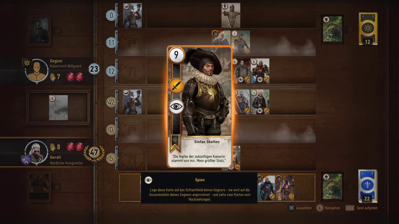 The Witcher 3 Epic Gwent Duell With Spy Cards Youtube