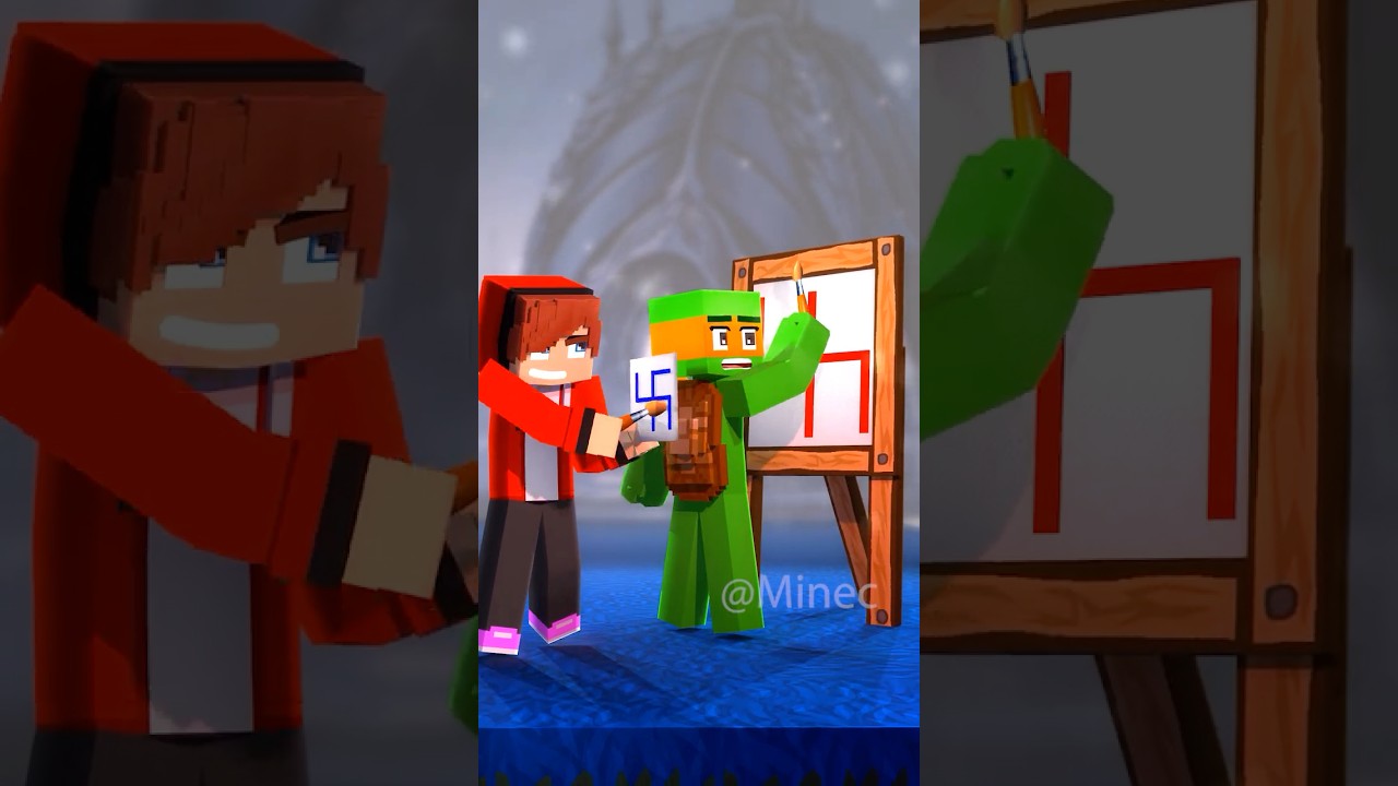 JJ and Mikey - Drawning Challenge (MAIZEN Minecraft Animation Meme) 