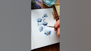 Simple blue flowers with watercolor 🔵 🎨