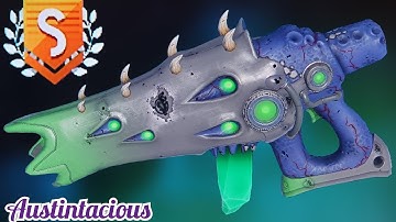 S-Class Alien Rifle Multitool | Blue, Green, Grey with Green Crystal & Horns | EUCLID | No Man