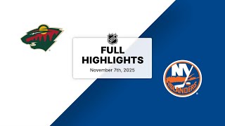 Nhl Highlights Wild Vs. Islanders November 07, 2025