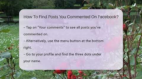 How To Find Posts You Commented On Facebook? - Everyday-Networking