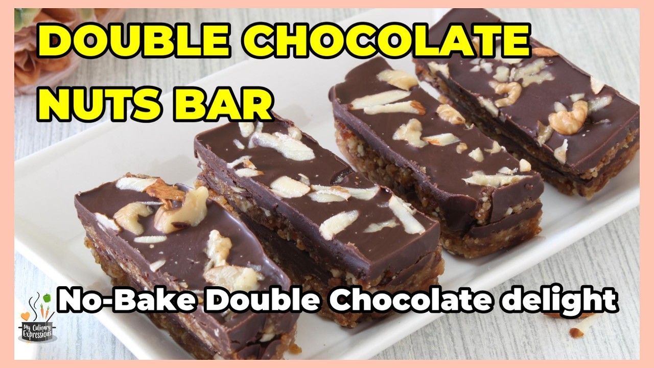 Double Chocolate Nuts Bar Recipe | No-Bake Double Chocolate Nuts Bar | Easy Homemade Chocolate Bars