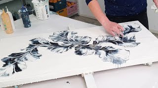 Best yet!? Monochrome & Pearl MAGIC🖤 / Acrylic Pouring / Botanical Painting screenshot 2