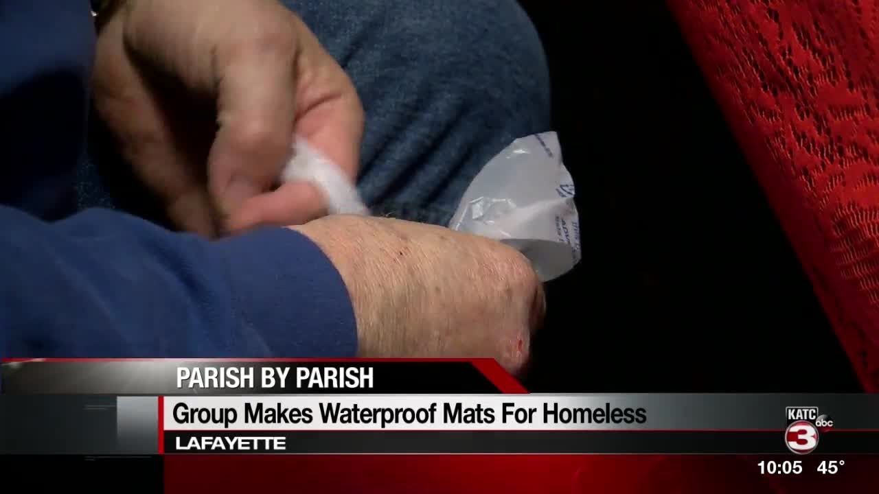 Group creating mats for homeless with grocery bags YouTube