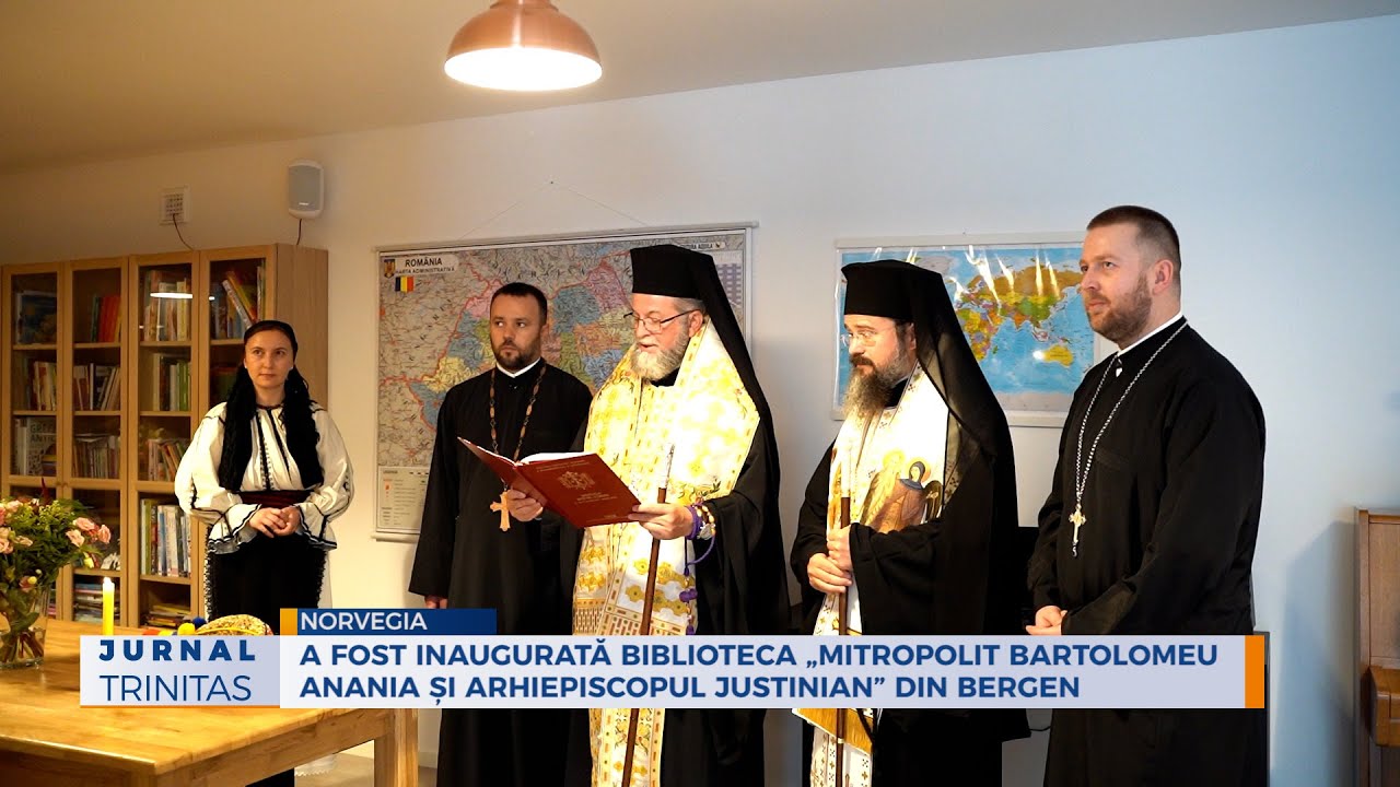 A fost inaugurată Biblioteca „Mitropolit Bartolomeu Anania și Arhiepiscop  Justinian Chira” - Bergen - YouTube