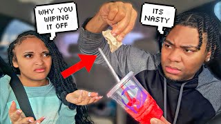 Wiping My Gfs Straw Before Drinking From It Prank