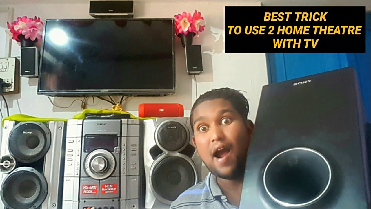 How TO CONNECT 2 HOME THEATRE WITH TV (BEST EASY TRICK FOR THE SOUND