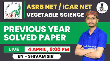 ASRB NET Vegetable Science Previous Year Paper|ICAR NET/ ARS NET  Vegetable Science Paper & Coaching
