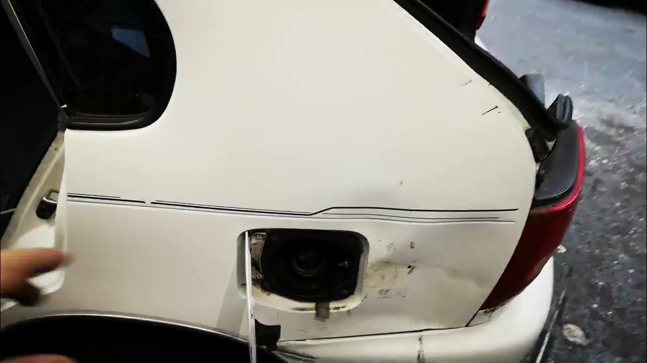 Toyota corolla fuel door cable stretched fuel door won't open - YouTube