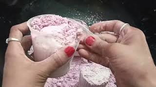 dusty powdery # satisfying blocks # asmr # light pink colour # amazing voice