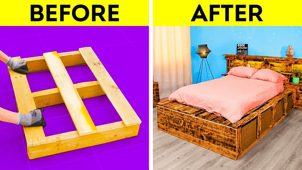 Wooden Pallet Transformation Into A Big Eco Bed || Awesome Pallet Projects Ideas