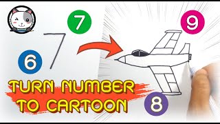 🔴 Drawing picture, How to turn Numbers 6-9 into the cartoon Jet,Ship vehicles and Transport.