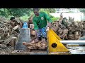 tractor powered fire wood cutter vs manual wood cutting