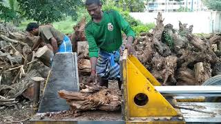 tractor powered fire wood cutter vs manual wood cutting