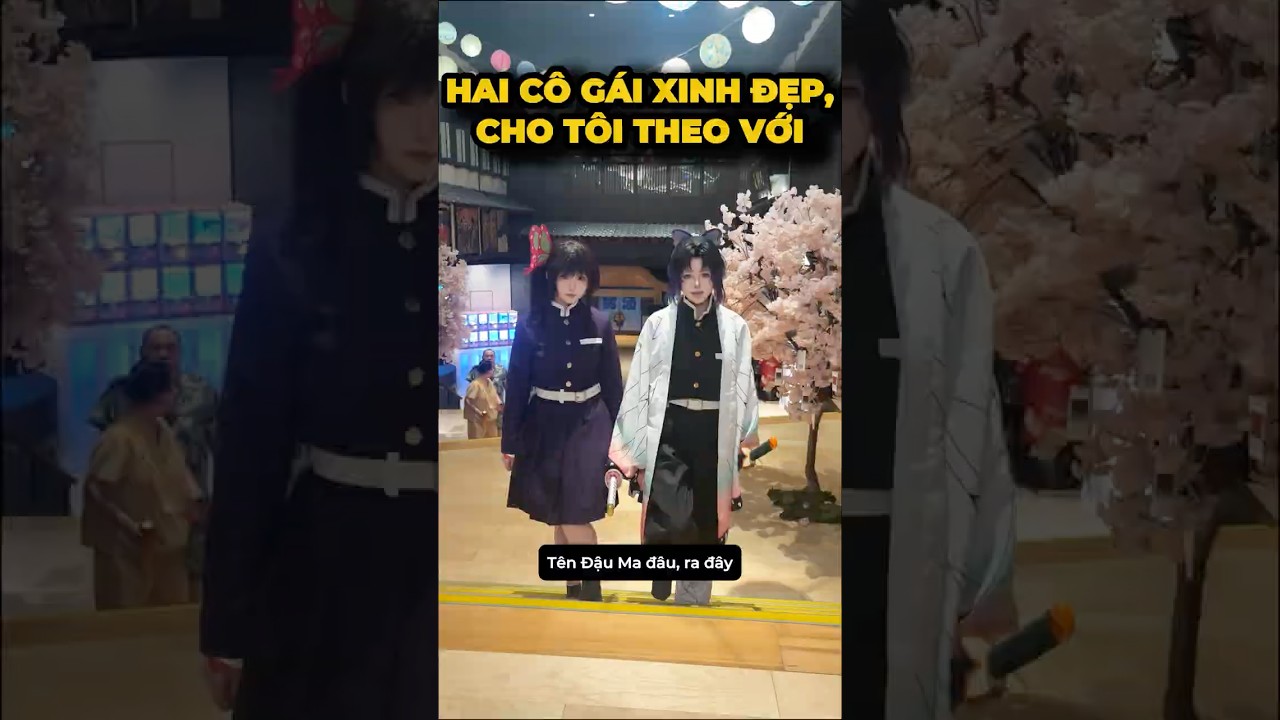 Hai cô gái xinh đẹp, để ta theo bảo kê😉-Akaza #cosplay #shorts #minnacosplay