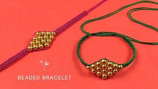 Simple &amp; beautiful beaded BRACELET/How to make nylon cord beaded bracelet easily/ कंगन बनाना सीखें