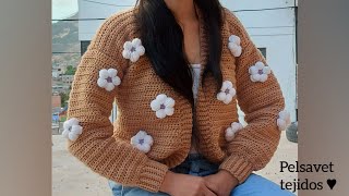 #cardigan, #chompa a #crochet paso a #paso | #tutorial con #flores