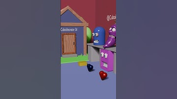 Pookie  monster in action  #3danimation #horrorshow #loops #cuboidmonster3d #cubemonster