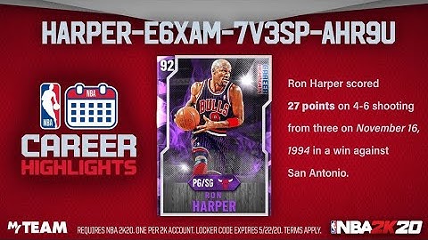 *NEW* 2K20 MYTEAM LOCKER CODE FOR A CHANCE TO GET A AMETHYST  RON HARPER!! NBA2K20 MyTEAM!!