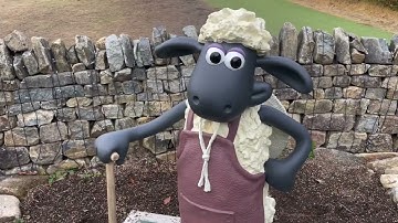 shaun the sheep in farm garden