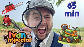 Weed Whackers, Leaf Blowers, Lawn Mowers and more for kids! | Ivan Inspects Yard Tools!