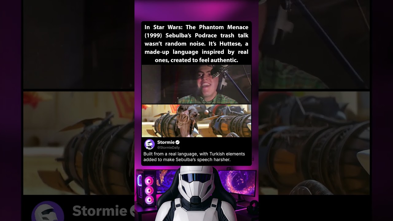 In Star Wars: The Phantom Menace (1999) Sebulba speaks a made-up language that sounds real