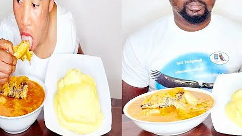 PEANUT BUTTER PEPPER SOUP, POTATO MIX PLANTAIN FUFU,AFRICAN FOOD MUKBANG