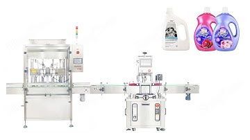 Non-stop Tracking Bottle Filling Four Wheels Capping Line for Laundry Detergent Barrels