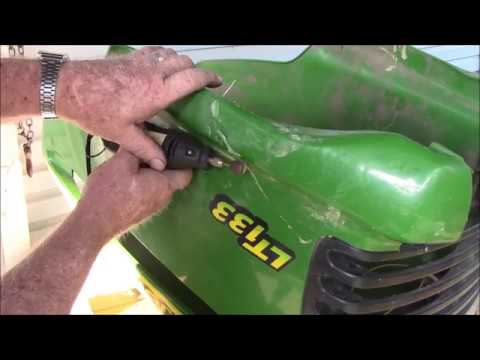 Finishing up the John Deere plastic hood repair - YouTube