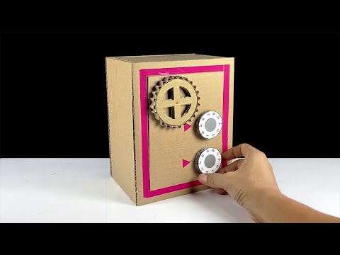 วิธีทำตู้เซฟใช้รหัสจากลังกระดาษ | How to Make Safe with Combination Lock from Cardboard